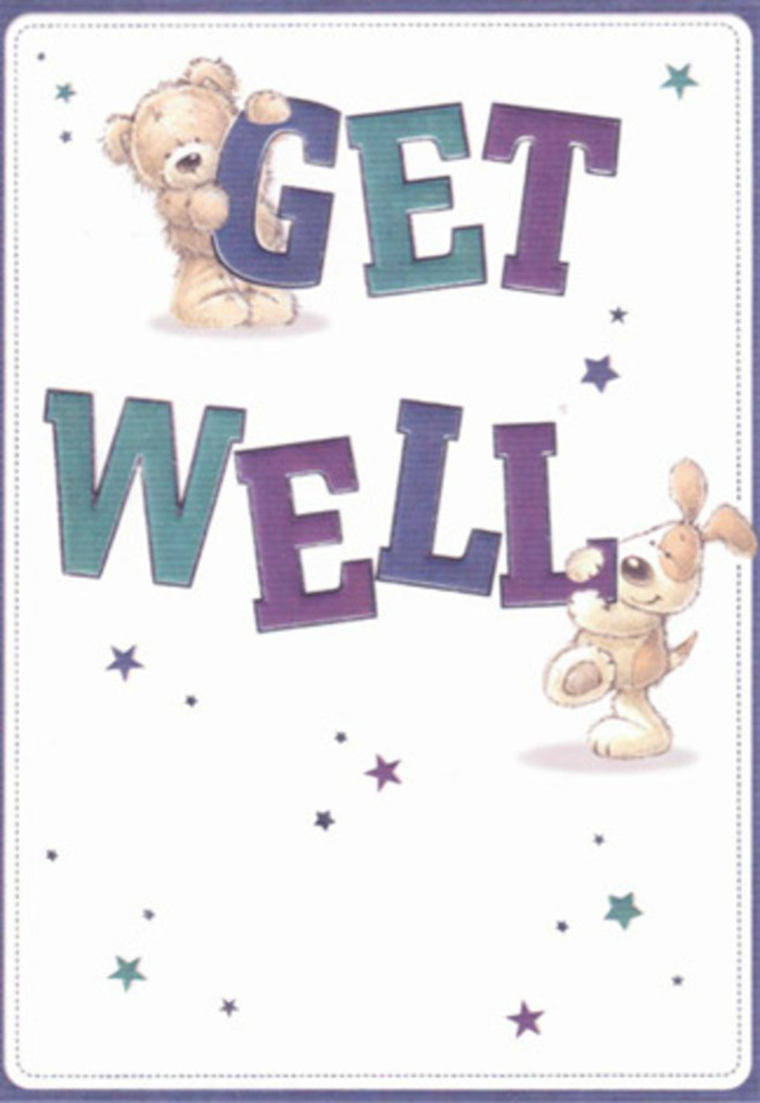 This get well card is an illustrated celebration of caring, brought vividly to life by the duo of a gentle bear and a smiling puppy-companions whose warmth echoes the friendliness of South Harrow. Whimsical stars whirl gently above and between the characters, scattering best wishes and cheerful reassurance in graceful arcs of purple, cobalt, and teal. The letters spelling 'Get Well' are rendered in bold, confident strokes, merging deep aquatic blues and amethyst purples reminiscent of the floral displays at South Harrow Florist's storefront. There's an almost tactile sense of comfort: the bear's fluffy brown fur and the puppy's velvet-soft ears invite the kind of gentle touch that soothes. As you imagine sending this card alongside a bouquet from Northolt Road, the gesture multiplies in meaning-radiating both comfort and the hopeful optimism that defines our local community. The design's lightness and soft background mimic the gentle clarity that we seek in recovery, bringing a heartfelt message suitable for loved ones of any age.