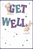 The get well card is a lively expression of care and kindness, perfectly suited for brightening the spirit of someone in South Harrow who's on the mend. Two sweet characters-a honey-brown teddy and an exuberant puppy-are drawn with such inviting softness that they nearly leap from the pale, luminous background. Each holds and balances the exuberant 'Get Well' letters in rich hues of indigo and teal, their faces aglow with hope and affection. Around them, miniature stars flash in sparkling shades of blue and purple, much like little beacons lighting up neighbourhood evenings near Roxeth Green. The illustrated fur has a tactile depth, imagining the gentle embrace of both a comforting hug and a bouquet crafted by South Harrow Florist. Every brushstroke and stroke of colour is alive with positivity, making this card an ideal companion to a vase of fresh flowers delivered to a local friend or neighbour in need of a boost. The mood is feather-light, full of promise, and resonates with the healing energy of community care.